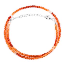 Natural Shaded Carnelian Gemstone Full Beaded Choker Necklace, Chakra Healing Crystals, Silver Plated Chain, Gift for Women, Birthday, Gemstones Jewelry, Statement Necklace 18 inch