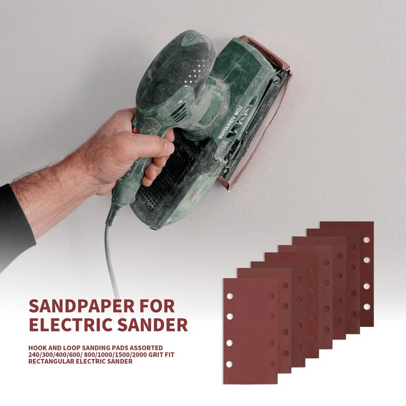 WeeGoo 80 Pieces Rectangular Sanding Sheets 1/3 Sheet Sandpaper for