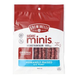Creminelli Fine Meats Salami Minis Original Wine and Garlic Uncured Italian Salami, 2.6 Ounce -- 12 per case.