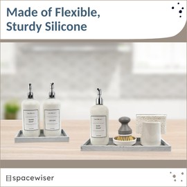 Spacewiser Countertop and Vanity Tray - 2 PC (11” and 7”) Shatterproof Silicone Kitchen and Bathroom Trays for Counter, Kitchen Soap Dispenser Tray, Vanity Trays for Bathroom, Perfume Key Tray