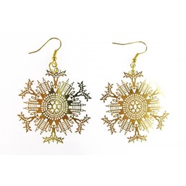 Miniblings Ice Flower Earrings Snowflake Ice Flower Christmas Xmas Golden Filigree 3 - Handmade Fashion Jewellery I Earrings Earrings Gold-Plated, Cotton
