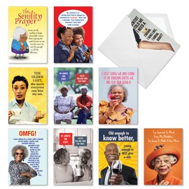 NobleWorks 10 Assorted Box Set Birthday Greeting Cards w/5 x 7 Inch Envelopes (10 Designs, 1 Each) Bday Soulful Laughs AC10619BDG-B1x10-ET