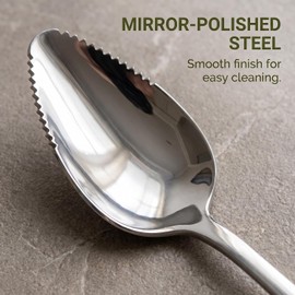 2Pcs Silver Grapefruit Spoon Stainless Steel Fruit Spoon, Stainless Steel Spoon, Serrated Edge Ice Cream Scrape Cut Spoons For Fruit Dessert Cheese Vegetables Kitchen Tool with Non-stick Plating