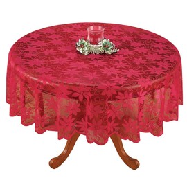 BMIDRUT Red Round Lace Crochet Doilies Tablecloths Vintage Polyester Crochet Tablecloths Table Cloth Topper Wedding Party Kitchen Table Decoration (Round 180 cm)