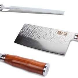 Sunlong Meat Cleavers 7 inch Damascus Vegetable Cleaver Japanese Hammered Damascus Steel Bloodwood Handle