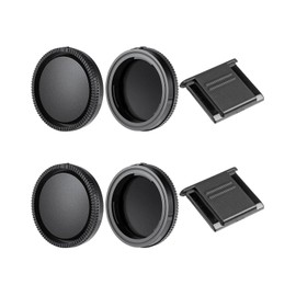 KEMUZ 2 Pairs Housing Cap + Lens Cap for E Mount Mirrorless Cameras, with 2pcs Hot Shoe Cover, for ZVE10 II A6700,A6600,A6500,A6400,A6300,A6100,A6000,A5100, A7C, A7CR, A7C II, A7C II A7S