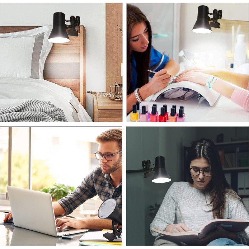 MingBright LED Clip-on Desk Lamp, 360° Adjustable Clamp Desk Light