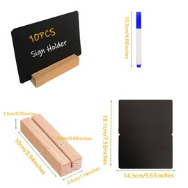 10 Pieces Wood Place Card Holders Wooden Table Number Stands Small Table Sign Holders Display Rustic Wooden Base with Paper Cards for Wedding Reception Ceremony Birthday Party Home Decoration (Brown)