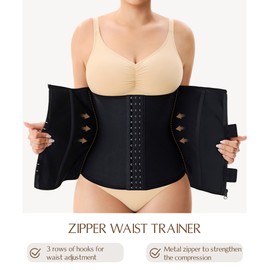 MERYOSZ Zipper Waist Trainer for Women - Mesh Corset Shapewear Tummy Control Body Shaper Waist Cincher Postpartum Girdle(Black, Small)