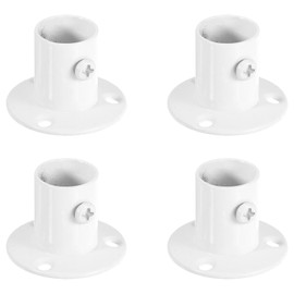 sourcing map 4 Pcs 0.75 inch Pole Sockets Flange Rod Holder, Stainless Steel Closet Rod Bracket, Wall Mount Curtain Rod Bracket for Wardrobe Shower