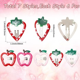 SUNNYCLUE 42 Stück 7 Stile Haarspangen Mit Obstmotiv Cartoon Haarspangen Metall Eisen Emaille Rot Rosa Lila Gefärbte Sommerfrüchte Erdbeeren Trauben Äpfel Geformte Haarnadeln In Druckknopfform Für Dek