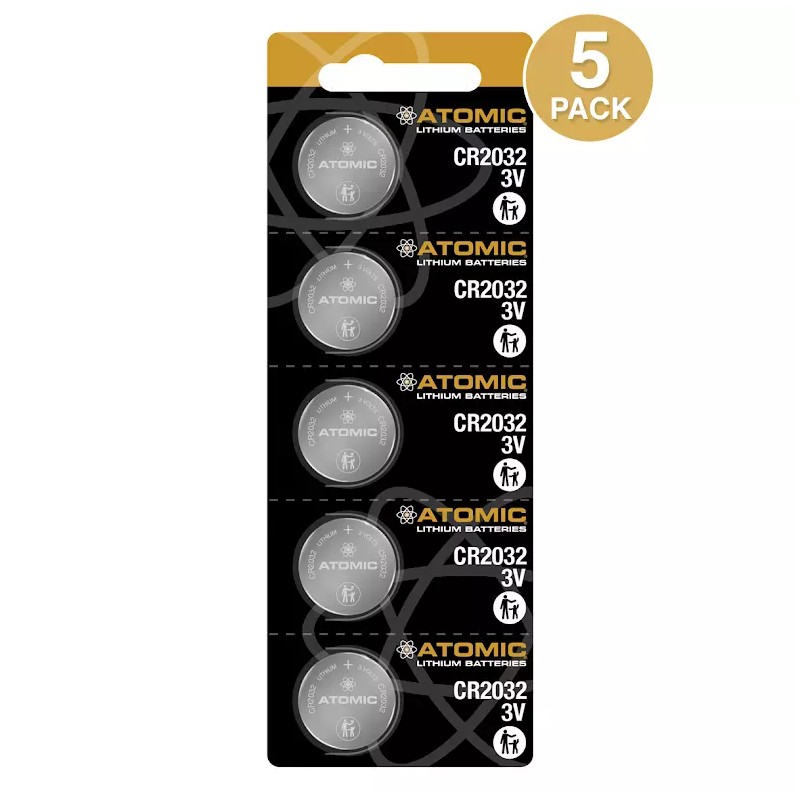 Atomic CR2032 3V Premium Lithium Battery Tearstrip (5 Pack)