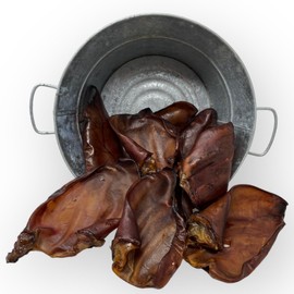 JACK'S PREMIUM Natural Pig Ears for Dogs - Large Ears - Made in The USA Wood Smoked, Preservative Free Dog Chew - Ideal for Small, Medium, and Large Dogs (12, Whole Pig Ear)