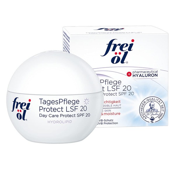 frei öl Hydrolipid Day Care Protect SPF 20, Day Cream with Sun Protection, Protection and Moisture, Pharmaceutical Hyaluronic Cream, Face Cream, 50 ml