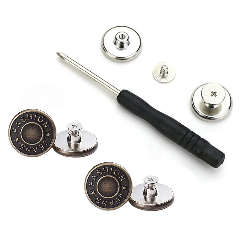 GIYOMI 17mm No Sewing Jeans Buttons Replacement Kit with Metal