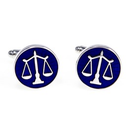 MRCUFF Scales of Justice Attorney Lawyer Judge Pair Cufflinks in a Presentation Gift Box & Polishing Cloth (Scales Blue)