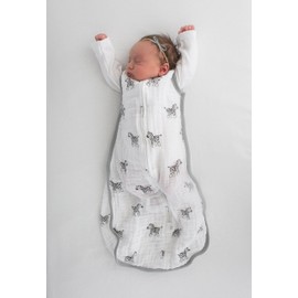 Amazing Baby Muslin Sleeping Sack with 2-Way Zipper, Zebra, Black, Large