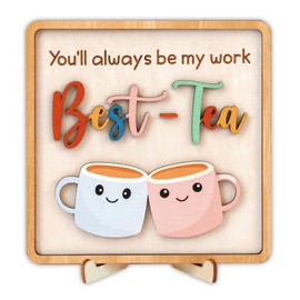 Woodamore Work Bestie Gifts For Women Birthday - Coworker Birthday Gifts For Work Besties, Work Bestie Leaving Gift, Work Friend Gift For Colleagues Office Decor Sign