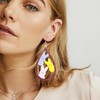 Colorful Easter Rabbit Teardrop Earrings Wooden Dangle Earrings Flower Rainbow