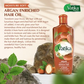 Dabur Vatika Naturals Enriched Hair Oil, Natural Moisturizing - Strengthening Serum for Healthy Scalp, Nourishing for Soft, Manageable, Smooth & Silky Hair From Root to Tip (Argan)