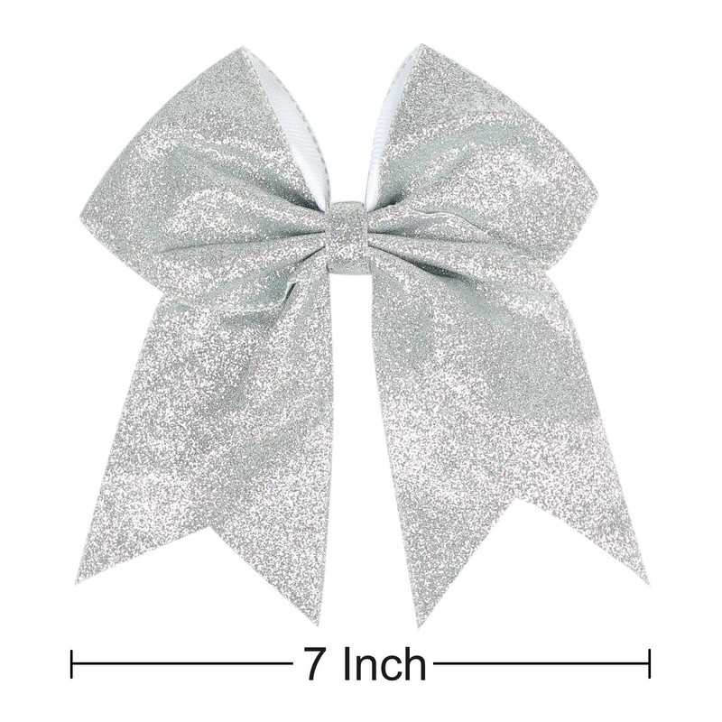 7" Large Glitter Cheer Hair Bows Clip for Girls and