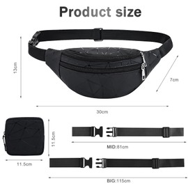 Bum Bag Girls Belt Bag Kids Bum Bag Festival Bag Bum Bag Bum Bag Black Women Festival Men Bum Bag Fashion Waist Bag Women Waterproof Holographic Teenagers (Black), black