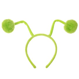 CHEU antenna headband costume as bee, snail, ant, insect props with bendable plush pom pom bopper (green)