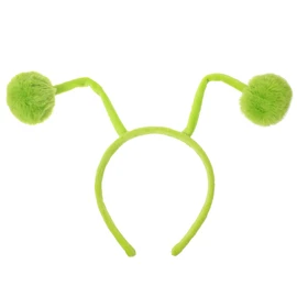 CHEU antenna headband costume as bee, snail, ant, insect props with bendable plush pom pom bopper (green)