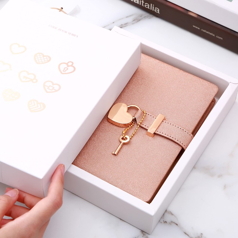 CAGIE Diary with Lock for Girls Heart Shaped Lock Diary