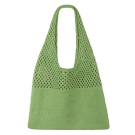 SUOSDEY Crochet Mesh Beach Tote Bag, Summer Vacation Aesthetic Knit Boho Bag for Women,green