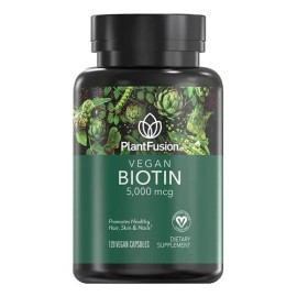 Plantfusion Biotina Vegana 5000mcg Para Cabello Piel Uñas                                                                                             