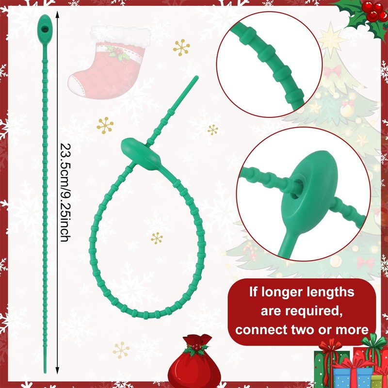 Roowest 100 Pcs Christmas Garland Ties 9'' Green Flexible Adjustable