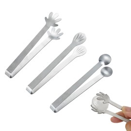 ZGGAZCA 3Pcs Ice Tongs 5" Small Metal Tong Grabber with Cute Shape Teeth for Sugar Cube Bucket Cocktail Cubes Mini Charcuterie Board Tiny Tongs for Bar Party Essentials