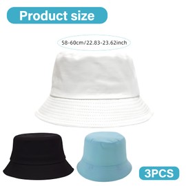 3 pcs Bucket Hats,Mens Sun Hat,Summer Womens Fisherman Protection,Caps Sunhats Heads,Unisex Ladies Man Double-Sided Fisherman's,Outdoor Protect Golf Mountaineering Fishing Cap,for Adult Boys Women