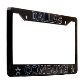 EliteAuto3K License Plate Frame Cover for Dallas Cowboys Fans – Black – 12.25” x 6.25” - Ideal Gift for Sports Fans & Supporters – Slim Design