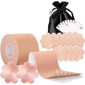 Triko Cinta para Busto, Adhesiva para Levantamiento de Senos, Boob Tape, Invisible Incluye Cubre Pezones para Mujer, Corporal Impermeable a Prueba de Sudor
