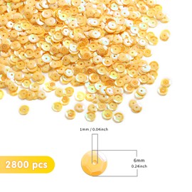 Naler 2200 Pieces 6MM Yellow Loose Cup Sequins, Iridescent Spangles for Sewing Embroidery, Crafts,Wedding, Christmas, Easter Decorations