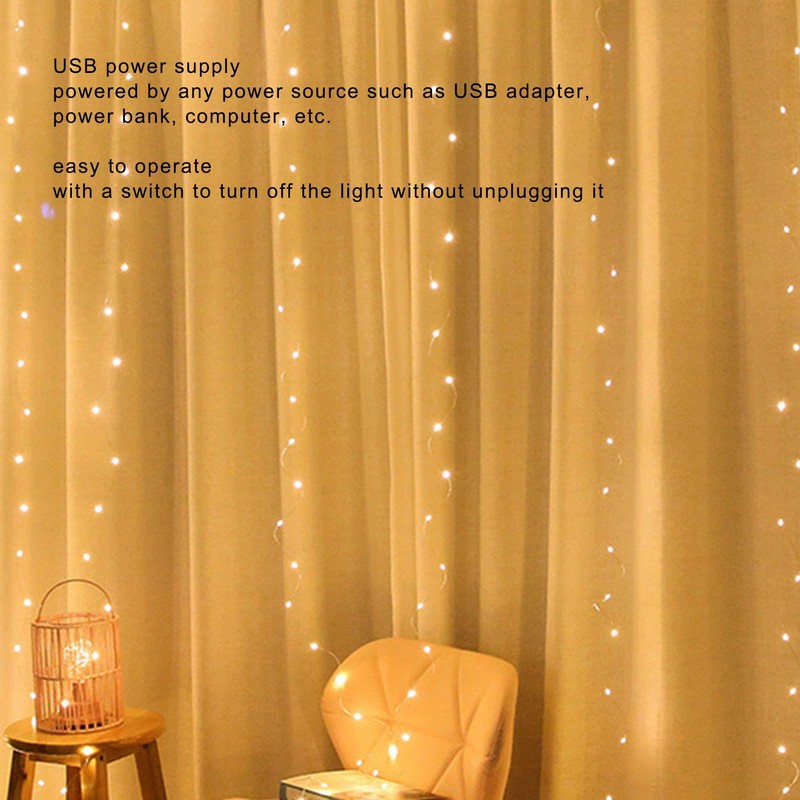 USB Copper Wire String Lights, 100 LEDs 10m/32.8ft DIY Safe