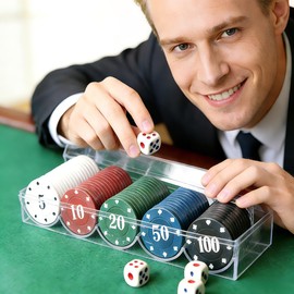 LazTeaSut 2-Pack Clear Acrylic Poker Chip Rack with Lid, 100-Chip Capacity per Tray (2)