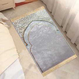 Kids Muslim Prayer Mat Velvet Prayer Rug Thick Soft Turkish Janamaz Sajada Prayer Carpet Padded Prayer Mat Great Ramadan Gift Portable Mihrab Taffeta Ottoman Prayer Cushion for Home Traveling