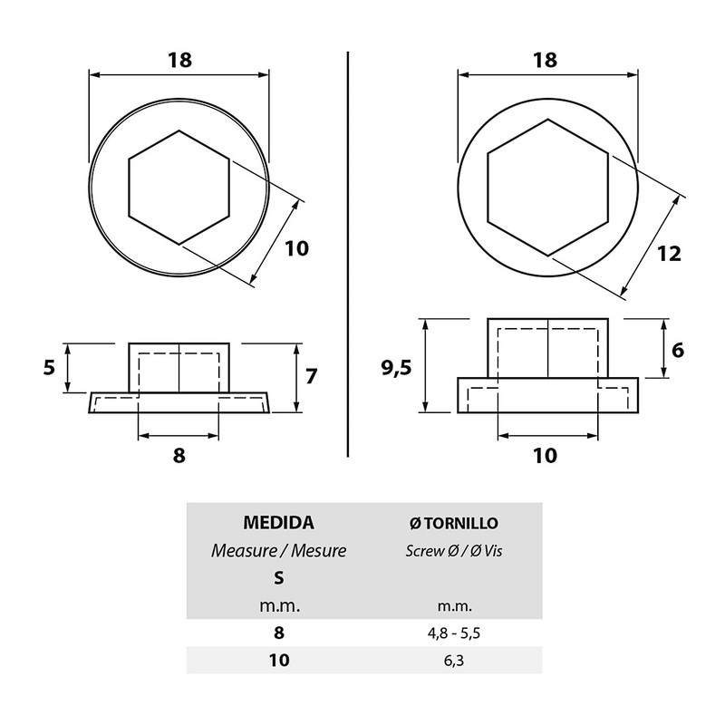 Bricoloco Protective Caps for Screws and Hex Nuts Made of