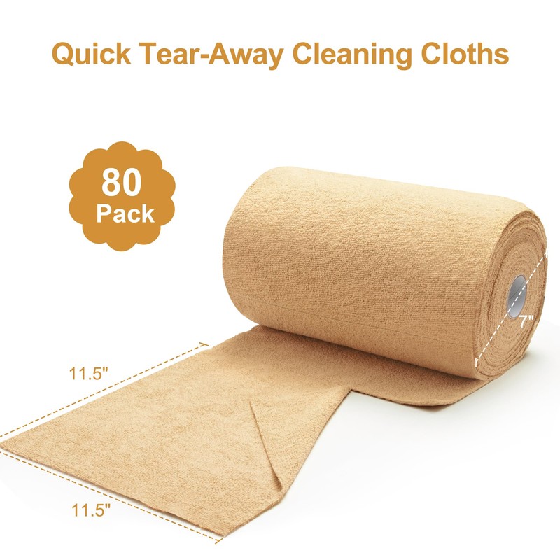 Greenfound Microfiber Cleaning Cloth Roll -80 Pack, 11.5x11.5, Tear Away