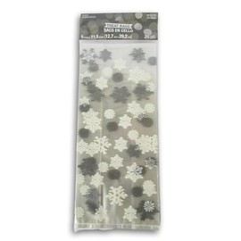 Christmas Crafts Snowflake Cello Loot Treat Bags - 20 Count with Ties