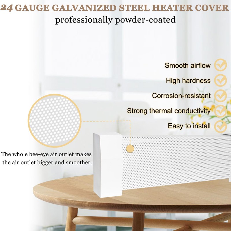 Baseboard Heater Cover, 2FT-4FT Retractable Galvanized Steel Easy Slip-On Baseboard