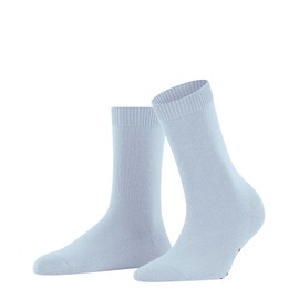 FALKE Women's Cosy Wool Socks Breathable Climate Regulating Odour-Inhibiting Sustainable Wool Cashmere Reinforced Flat Seam for Pressure-free Toe Plain Business Everyday 1 Pair, Blue Light Blue 6594