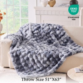 BENVWE Fluffy Faux Fur Throw Blanket for Couch - Soft, Plush, Thick, Cozy, Fuzzy Luxury Minky Bubble Blanket for Home Living Room Decor, Gifts for Women, Tie-dye Light Grey, 51" x 63", 1100GSM