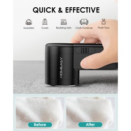 Fabric Shaver, HOMEASY Portable Lint Remover Debobbler Clothes Shaver, Bobble Remover for Clothes Adjustable 2 Speed Lint Shaver with 3 Blades Included (Black)