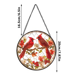Cardinal Sun Catchers, Cardinal Stained Glass Window Hanging, Red Cardinal Memorial Gifts,Cardinal Gifts for Women, Wife, and Mom (Cardinal)
