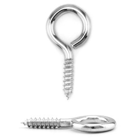 QWORK 60-Pack Steel Eye Screws Hooks for Wood- 1.57" Total Length, 0.5" Eye Diameter - 17 lbs Load Capacity, Screw Eye Hooks Eye Bolt Hooks, for Indoor/Outdoor Use