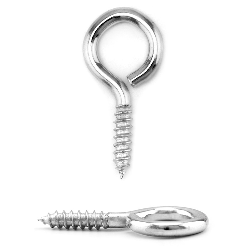 QWORK 60-Pack Steel Eye Screws Hooks for Wood- 1.57" Total